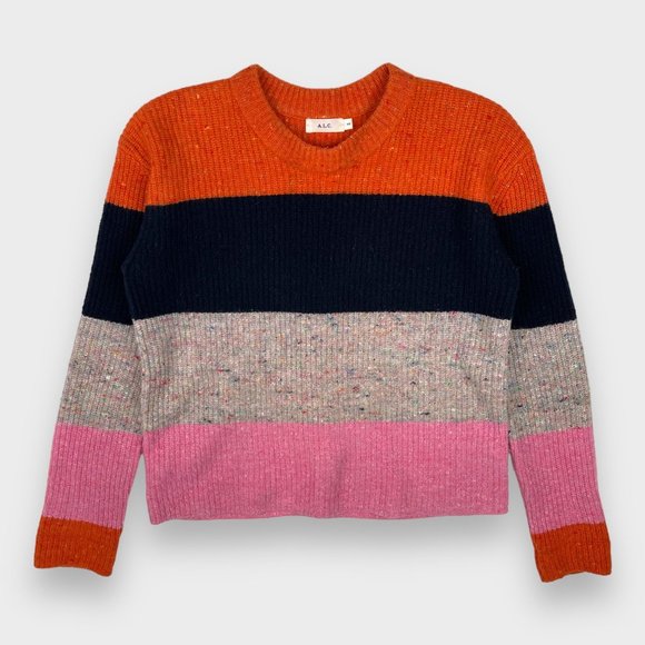 A.L.C. Georgina Colorblock Stripe Wool Cashmere Striped Sweater Women's Size XS - Picture 3 of 13
